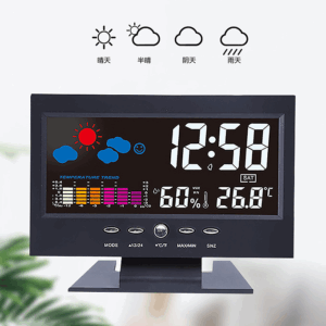 Color Screen Perpetual Calendar Temperature And Humidity Clock Large Screen Voice Controlled Weather Forecast LCD Backlight Clock