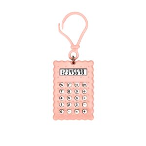 Hot saling 8 digit color portable cute cookies shape mini pocket calculator with keychain