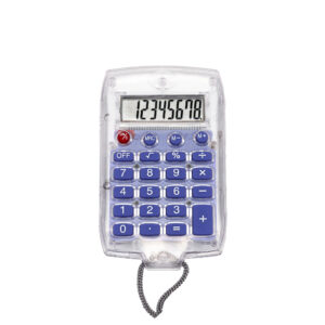Factory wholesale 8-digit color transparent mini pocket calculator with hanging rope
