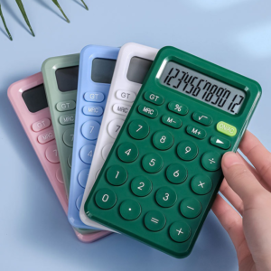 Children studying tool mini handheld portable small calculator 12 digits cute calculator with sound