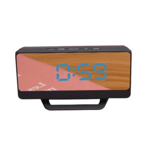 LED alarm clock mirror surface table large display bedroom snooze function light adjust night mode digital home decor
