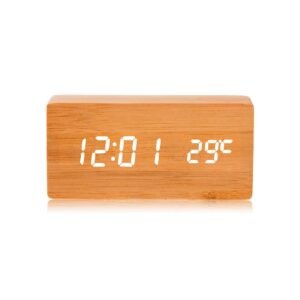 Wholesale alarm Wood Radio Clock Radio Digital Alarm Clock with Temperature and Humidity