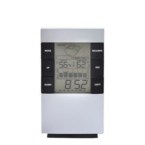 Simplified LCD weather electronic clock air temperature humidity hour meter perpetual calendar alarm clock blue screen backlight