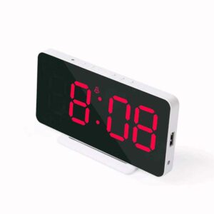 LED Mirror Digital Alarm Clock Electronic Temperature Wall Table Snooze Clock USB Watch Nightlight Home Office Smart Alarm Clock