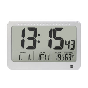 New Arrival Portable Displayed Time Calendar Week Temperature Humidity Back light LCD Table Radio Control Clock for Bedroom