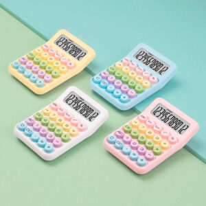 Hot Selling Small Cute Girl Silent Mechanical Keyboard Calculator Battery Operated Plastic Desktop Business Office Tool