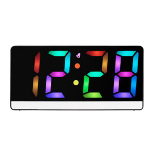 2205C Battery Powered Led Digital Clock With Colorful Font Display, Night Mode, Alarm, Date and Temperature Display