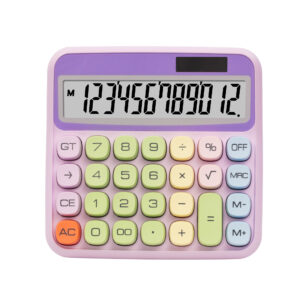 2308 Factory Wholesale Price 12-digit Mechanical Keyboard Calculator Cute Big Buttons ABS Solar Dual Energy Calculator