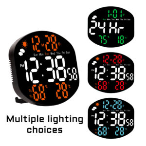Wholesale 3816L Large LED Wall Clock Weather Forecast With Calendar Temperature and Humidity Silent Night Light Digital Clock
