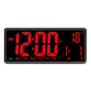 Modern 13.8-Inch Extra Large Auto-Dimming Alarm Color LED Digital Wall Clock with Remote Control for Home Decor